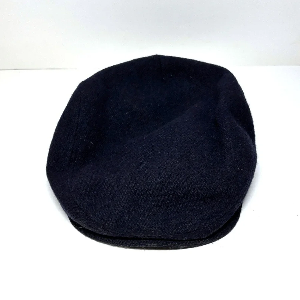 Dorfman Pacific Mens Dark Navy‎ Wool Blend Flat Cap Hat Size Large